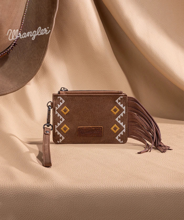 Wrangler Aztec Embroidered Fringe Card Wallet