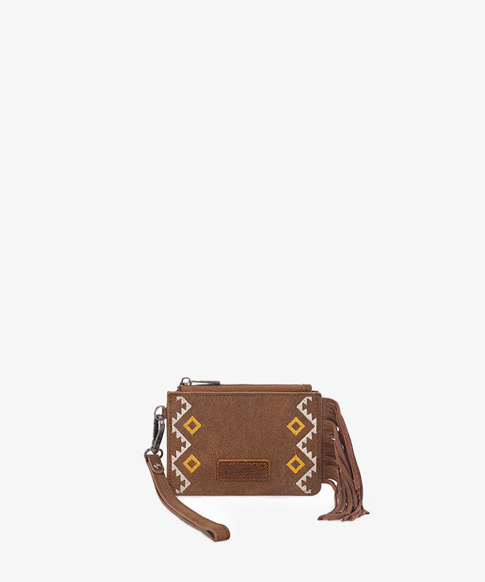 Wrangler Aztec Embroidered Fringe Card Wallet