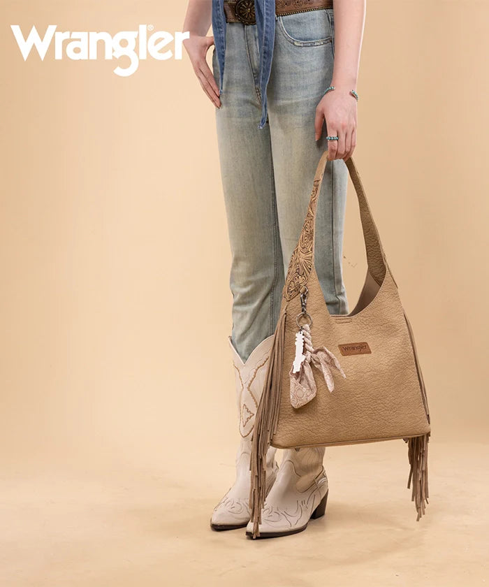 Wrangler Textured Fringe Hobo Bag