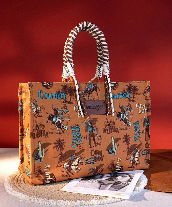 Wrangler Cowboy Print Tote Bag