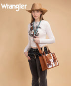 Wrangler Cow Print Rope Handle Tote Bag