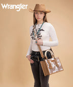 Wrangler Cow Print Rope Handle Tote Bag