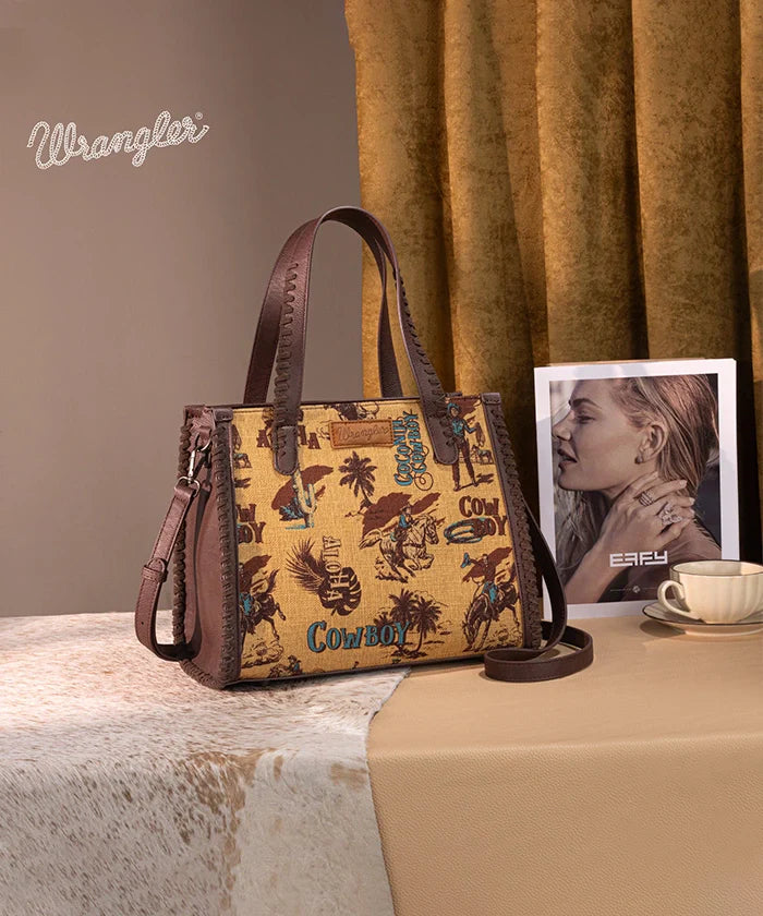 Wrangler Cowboy Print Concealed Carry Tote Bag