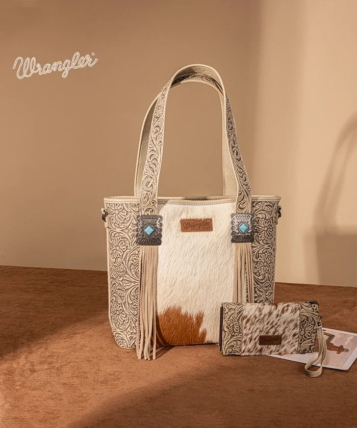 Wrangler Cowhide Fringe Concealed Carry Purse