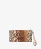 Wrangler Hair-On Cowhide Floral Tooled Wristlet