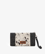 Wrangler Hair-On Cowhide Floral Tooled Wristlet