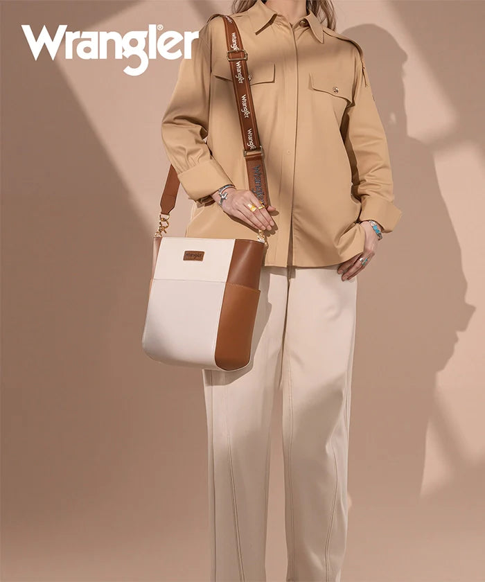 Wrangler Cow Print Crossbody Bucket Bag