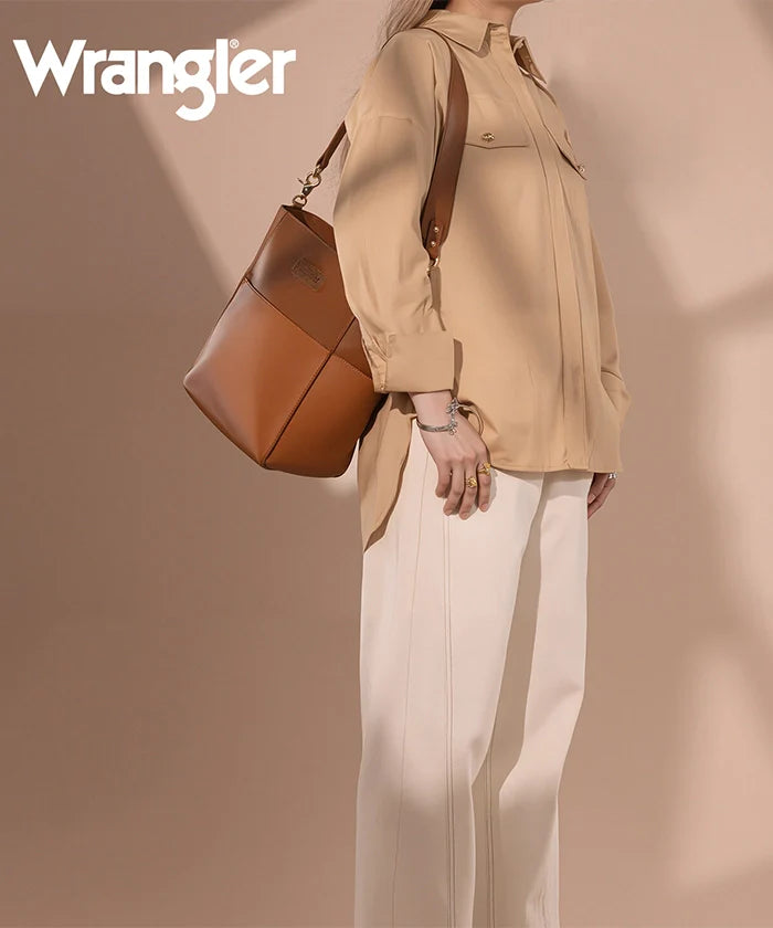 Wrangler Cow Print Crossbody Bucket Bag