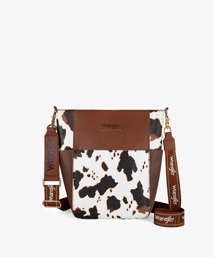 Wrangler Cow Print Crossbody Bucket Bag