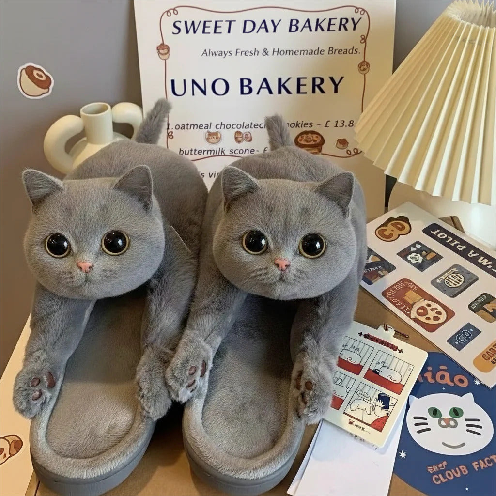 The "Big Stretch" Kitty Slides - Ultra Soft 3D Cat Slippers