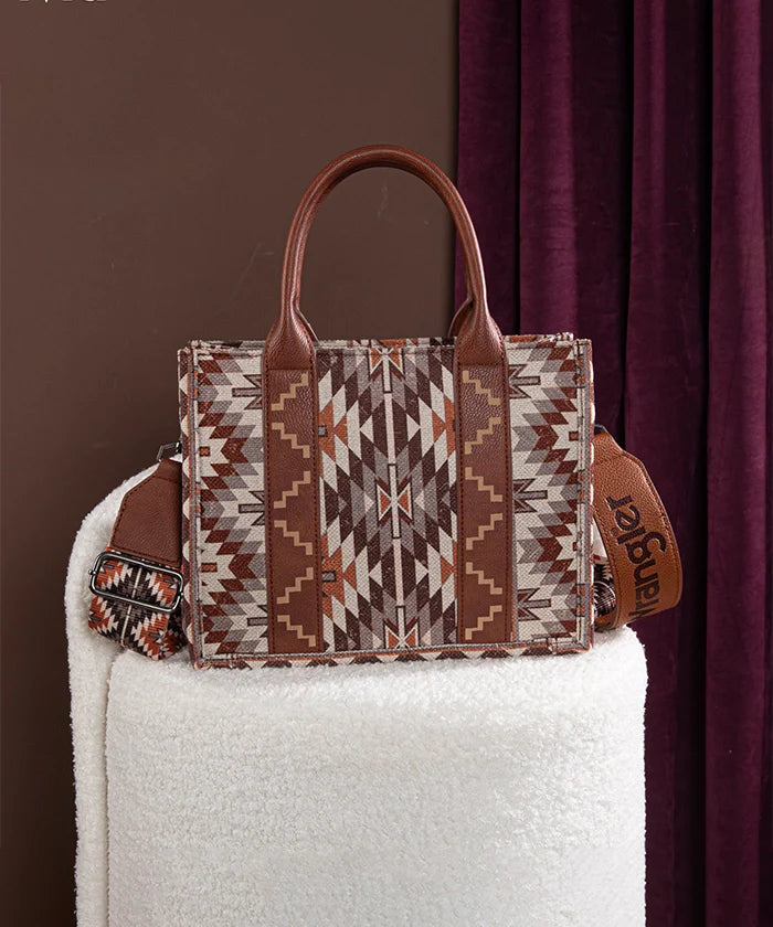 Wrangler All-Over Aztec Print Canvas Tote Bag