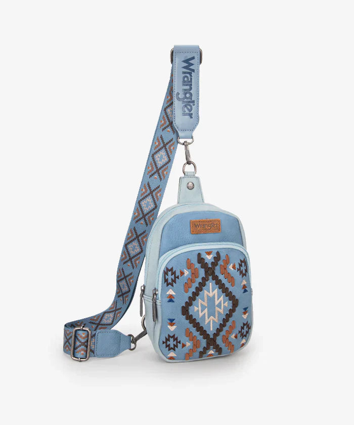 Wrangler Aztec Embroidered Whipstitch Sling Bag
