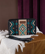 Wrangler Aztec Embroidered Whipstitch Wristlet