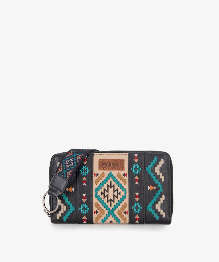 Wrangler Aztec Embroidered Whipstitch Wristlet