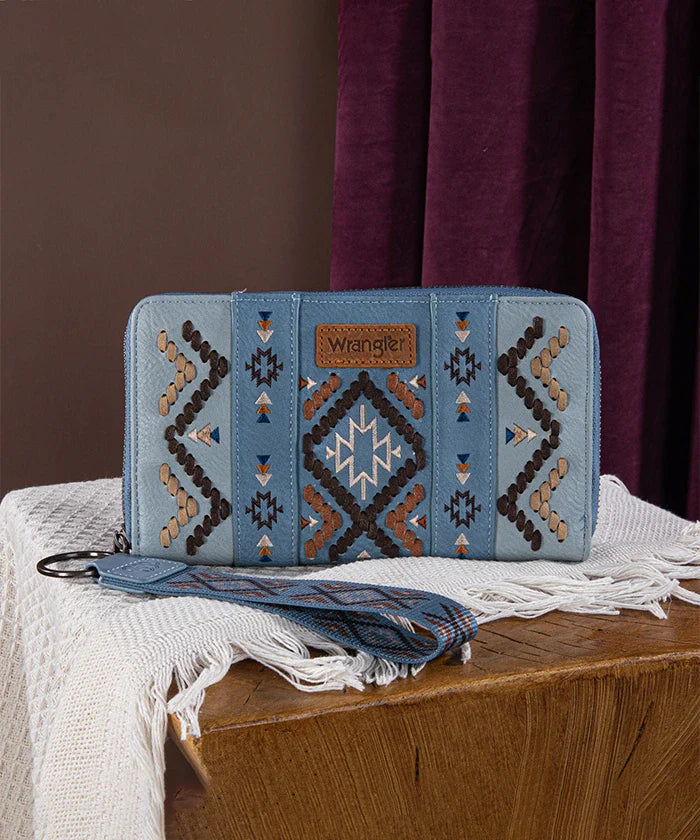 Wrangler Aztec Embroidered Whipstitch Wristlet