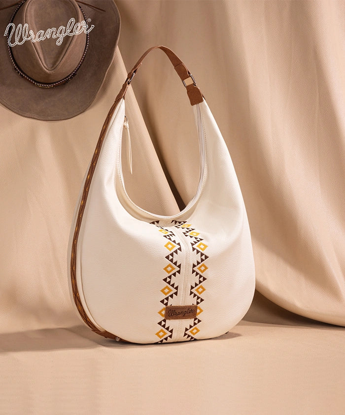 Wrangler Aztec Embroidered Wide Hobo Bag