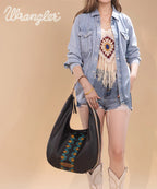Wrangler Aztec Embroidered Wide Hobo Bag