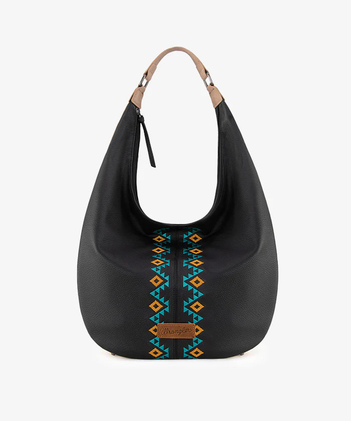Wrangler Aztec Embroidered Wide Hobo Bag