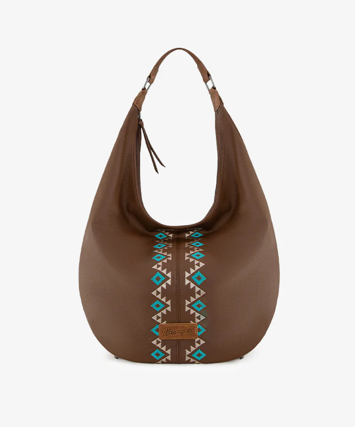 Wrangler Aztec Embroidered Wide Hobo Bag