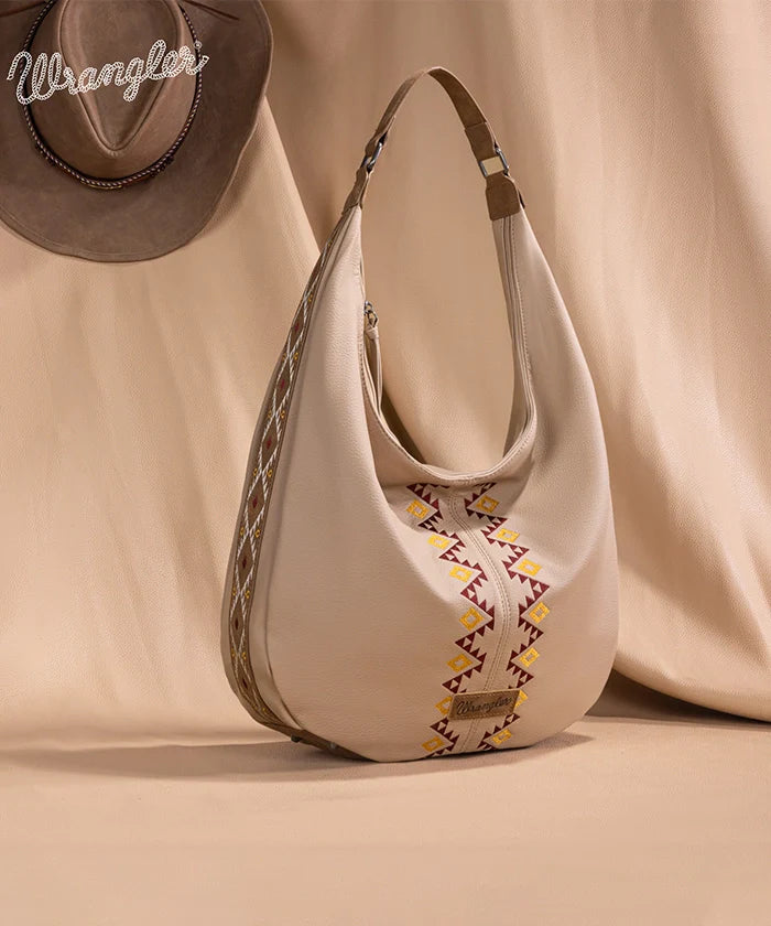 Wrangler Aztec Embroidered Wide Hobo Bag