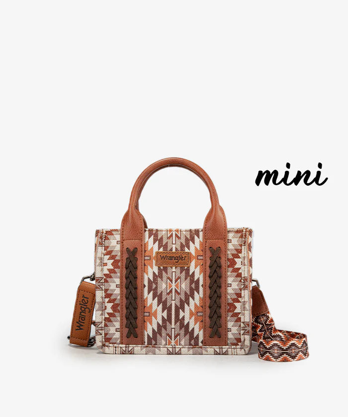 Wrangler Aztec Print Whipstitch Canvas Tote Bag Collection