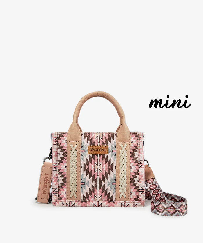 Wrangler Aztec Print Whipstitch Canvas Tote Bag Collection