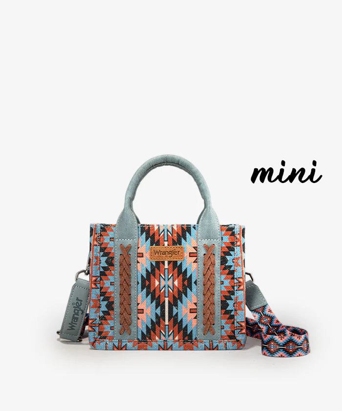 Wrangler Aztec Print Whipstitch Canvas Tote Bag Collection