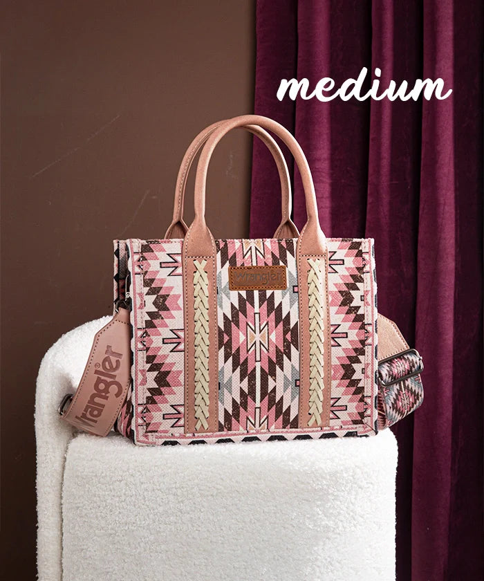 Wrangler Aztec Print Whipstitch Canvas Tote Bag Collection