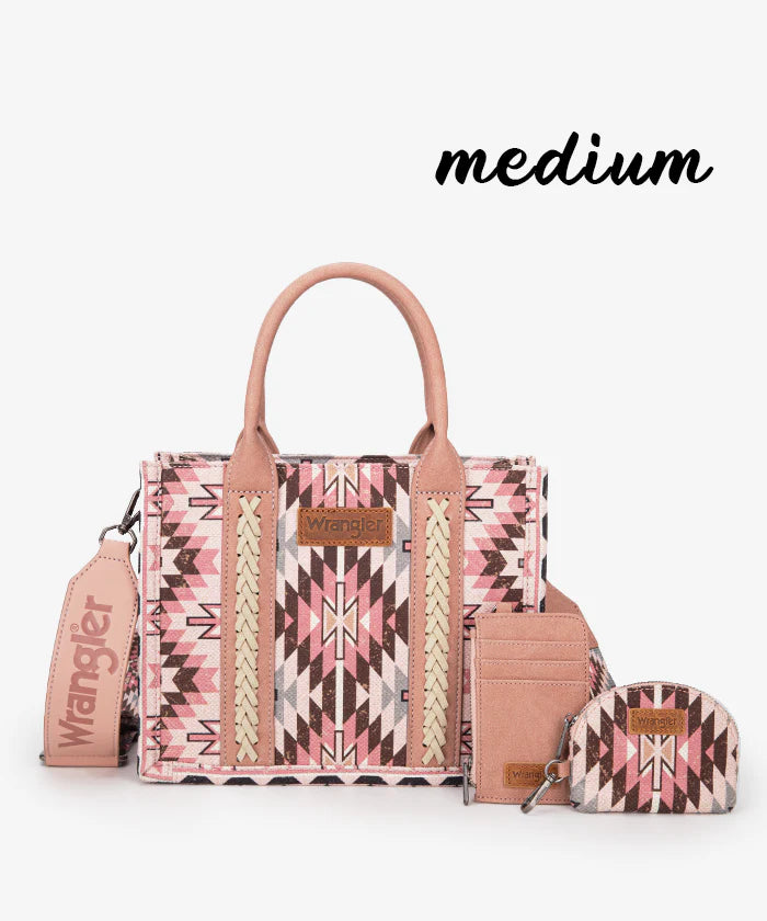 Wrangler Aztec Print Whipstitch Canvas Tote Bag Collection