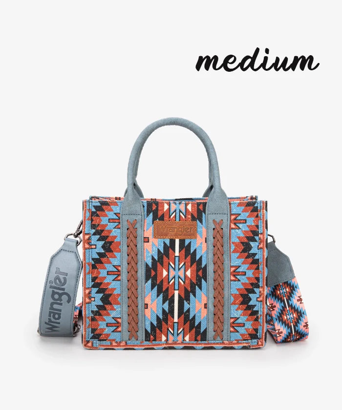 Wrangler Aztec Print Whipstitch Canvas Tote Bag Collection