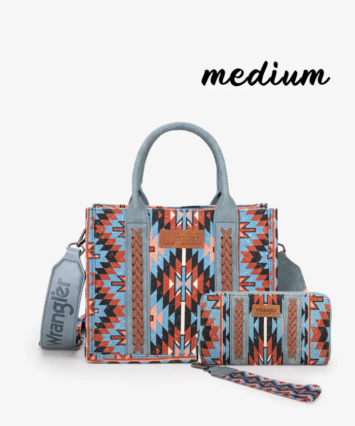 Wrangler Aztec Print Whipstitch Canvas Tote Bag Collection