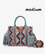 Wrangler Aztec Print Whipstitch Canvas Tote Bag Collection