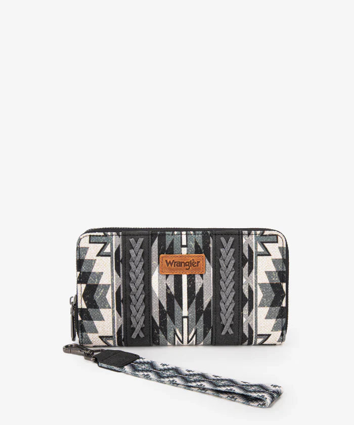 Wrangler Aztec Print Whipstitch Canvas Wallet