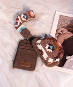 Wrangler Aztec Sherpa Trim Card Holder and Wallet Set