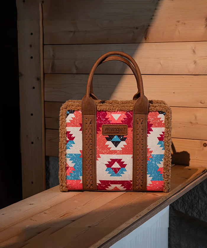 Wrangler Aztec Sherpa Trim Crossbody Purse Collection