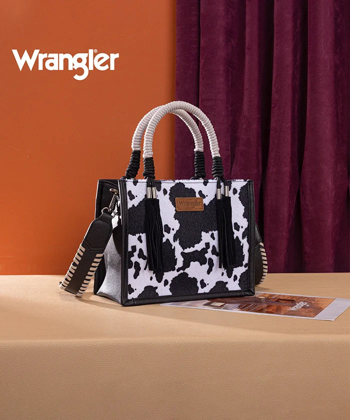 Wrangler Cow Print Rope Handle Tote Bag