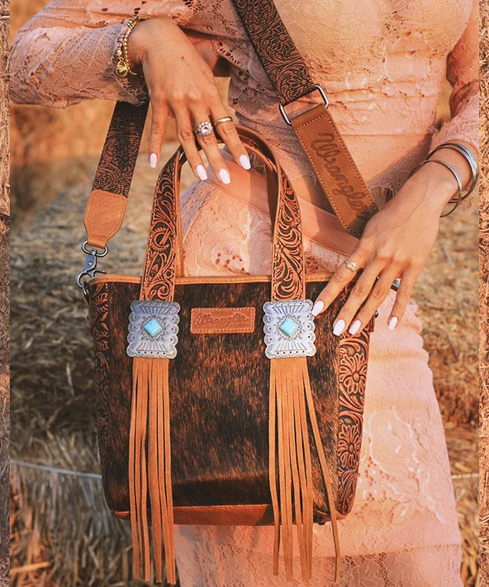Wrangler Cowhide Fringe Concealed Carry Purse