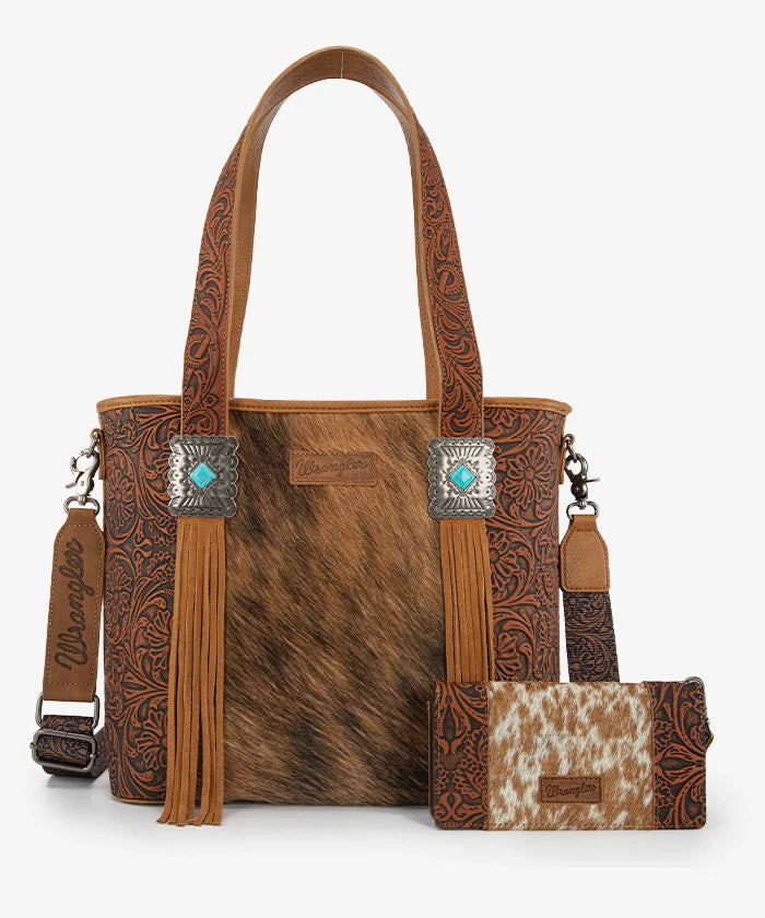 Wrangler Cowhide Fringe Concealed Carry Purse