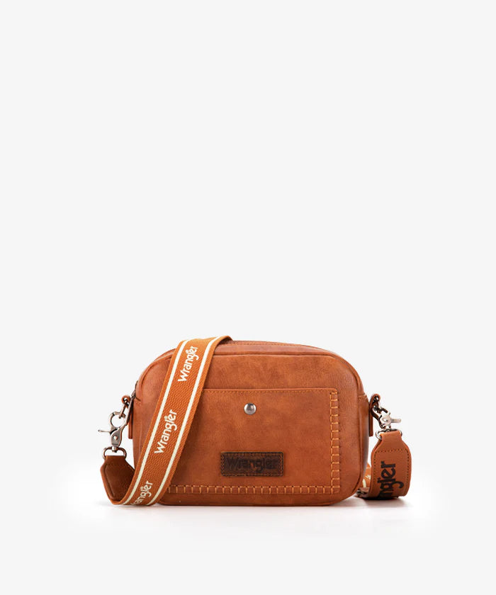 Wrangler Dual Zipper Stitch Crossbody Bag