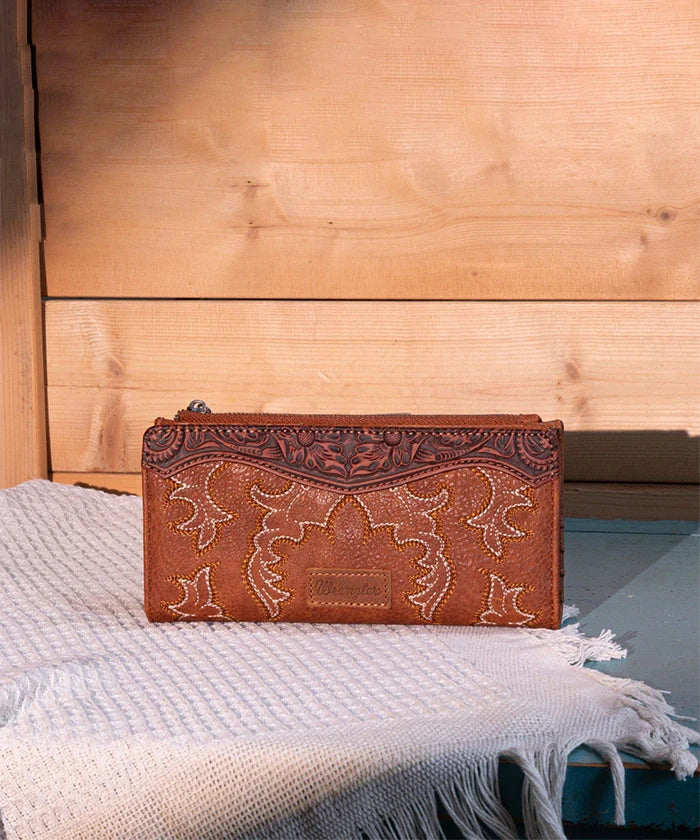 Wrangler Embroidered Boot Scroll Wallet