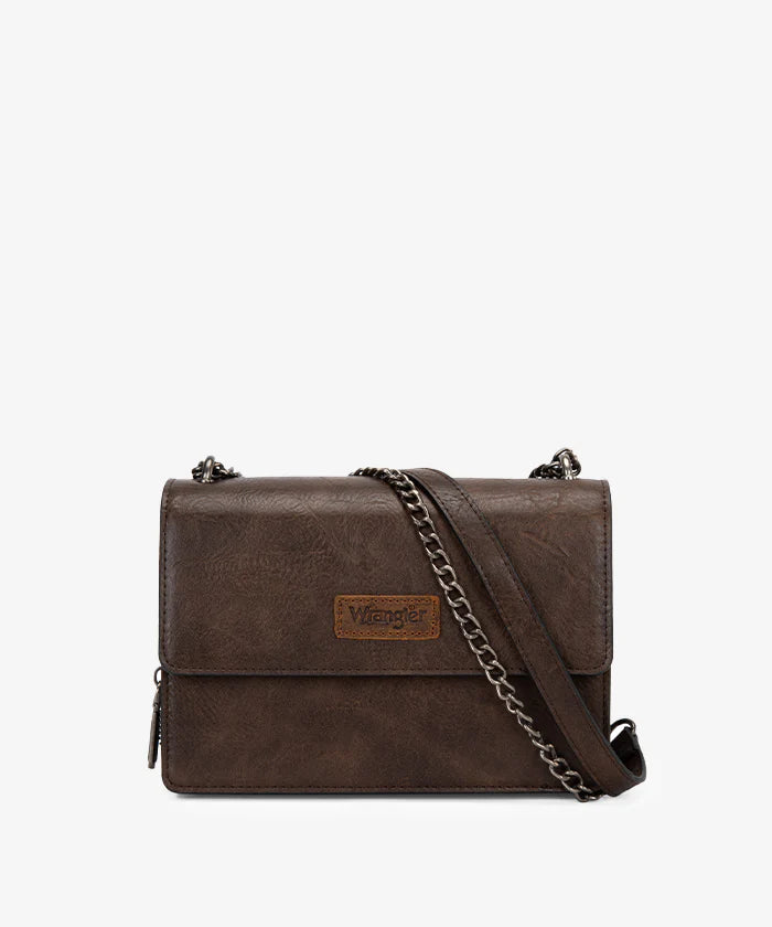 Wrangler Full-Grain Leather Flap Crossbody Purse