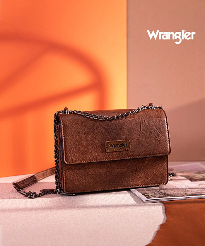 Wrangler Full-Grain Leather Flap Crossbody Purse