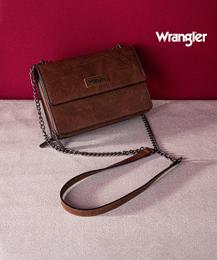 Wrangler Full-Grain Leather Flap Crossbody Purse
