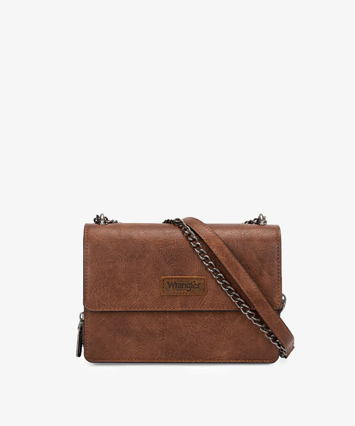 Wrangler Full-Grain Leather Flap Crossbody Purse