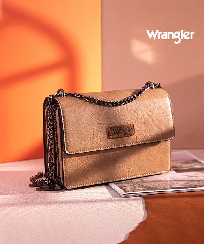 Wrangler Full-Grain Leather Flap Crossbody Purse