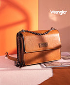 Wrangler Full-Grain Leather Flap Crossbody Purse