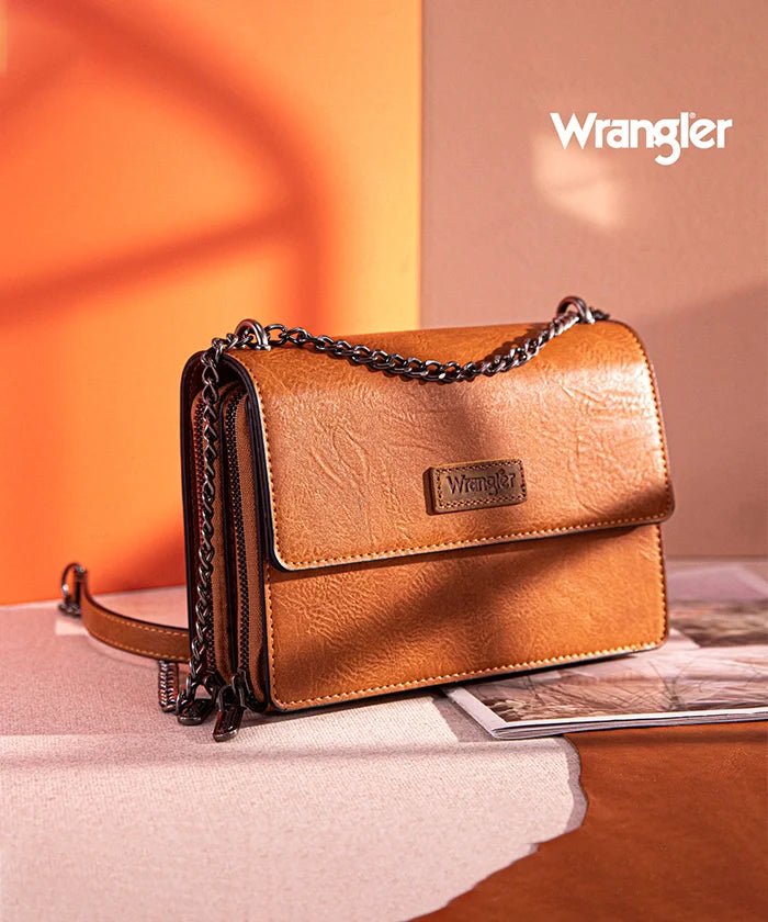 Wrangler Full-Grain Leather Flap Crossbody Purse