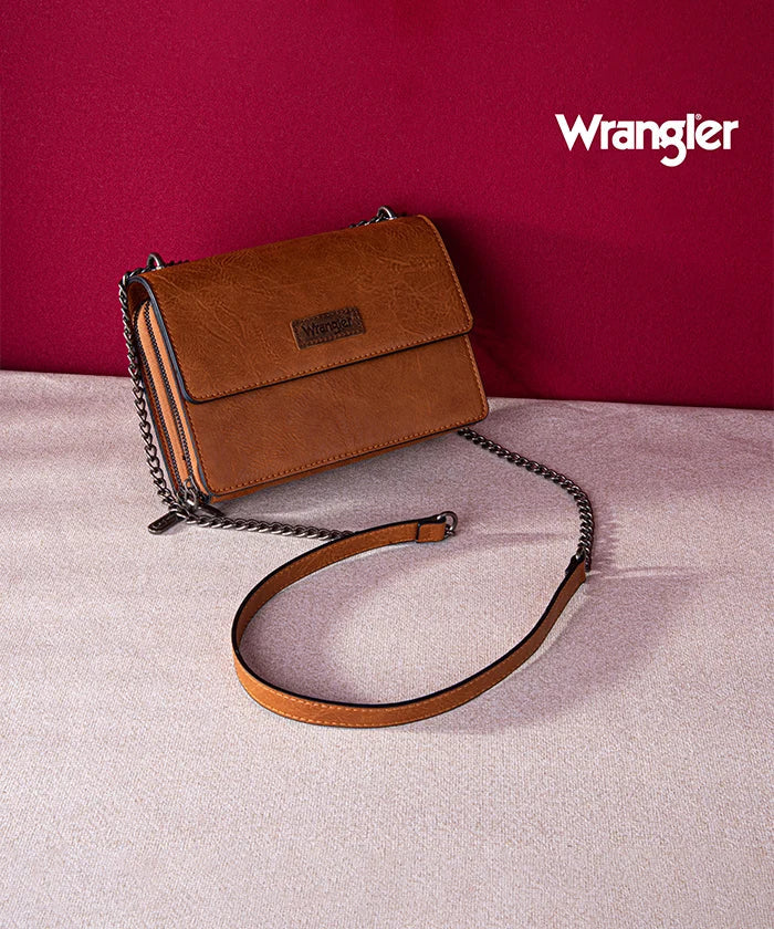 Wrangler Full-Grain Leather Flap Crossbody Purse