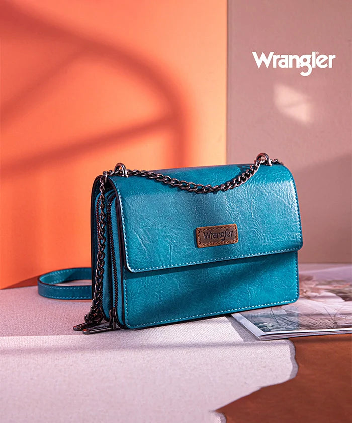 Wrangler Full-Grain Leather Flap Crossbody Purse