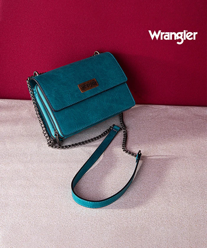 Wrangler Full-Grain Leather Flap Crossbody Purse